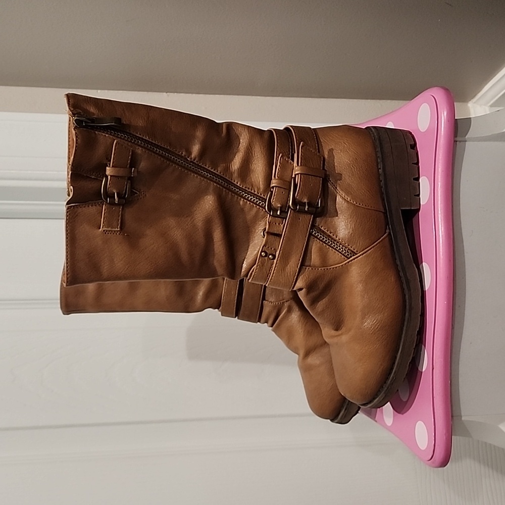 Dream Pairs Girls Buckle Zipper Winter Boots - Camel